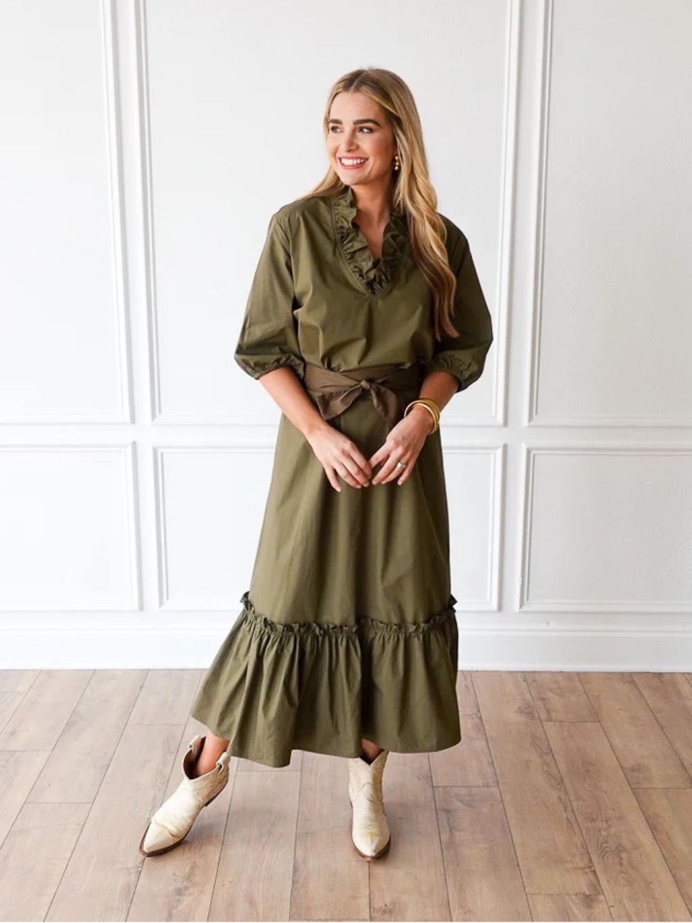 Caryn Lawn Olive Green Kit Dress